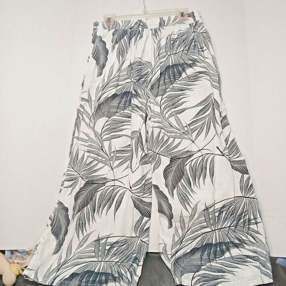 Tahari Size Large Beachy Boho 100% Linen Pants. No Zip Pull on Business Casual - Picture 1 of 7